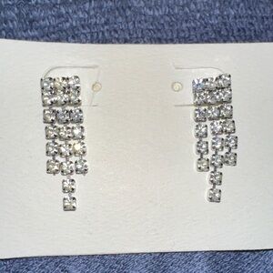 Chic Silver Crystal Drop Earrings